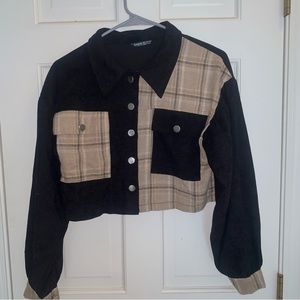 Black and plaid lightweight jean jacket